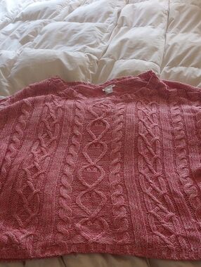 VENUS Pink Cable Knit Crewneck Sweater